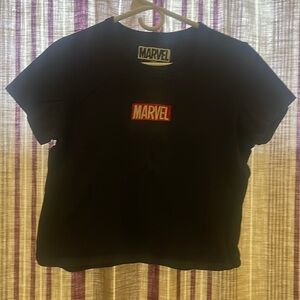 Black, red, and white Marvel crop top.